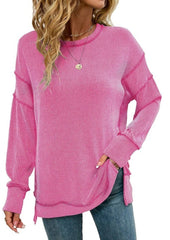 Stripe Side Split Long Sleeve Tunic
