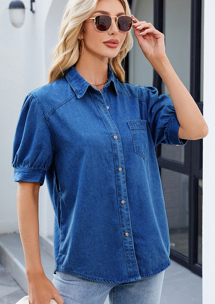 Pocket Detail Short Sleeve Denim Shirt