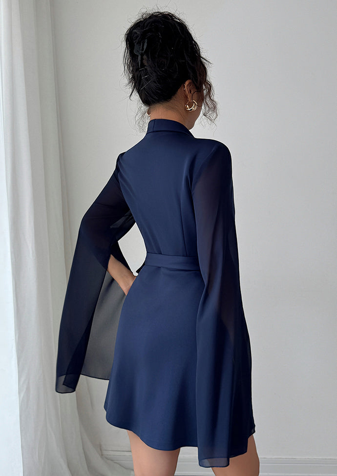 Split Long Sleeve Wrap Mini Dress