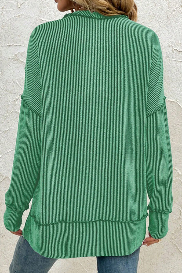 Stripe Side Split Long Sleeve Tunic - T-Shirts & Tunics from Cindelily