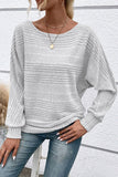 Knitted Crew Neck Bat Sleeves Casual Top Light grey - T-Shirts & Tunics from Cindelily