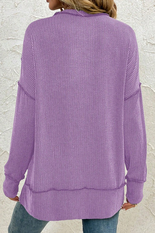 Stripe Side Split Long Sleeve Tunic - T-Shirts & Tunics from Cindelily