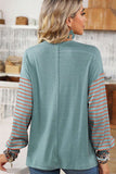 Color Block Stripe Long Sleeve T-shirt - T-Shirts & Tunics from Cindelily