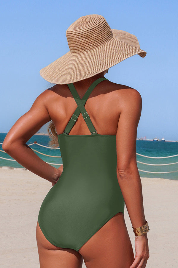 Laser-Cut Deep V Tummy-Control One Piece Bathing Suit - Swimwear from Cindelily