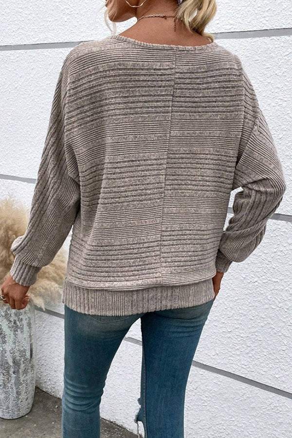 Knitted Crew Neck Bat Sleeves Casual Top - T-Shirts & Tunics from Cindelily