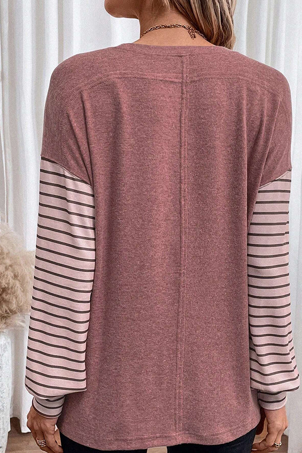 Color Block Stripe Long Sleeve T-shirt - T-Shirts & Tunics from Cindelily