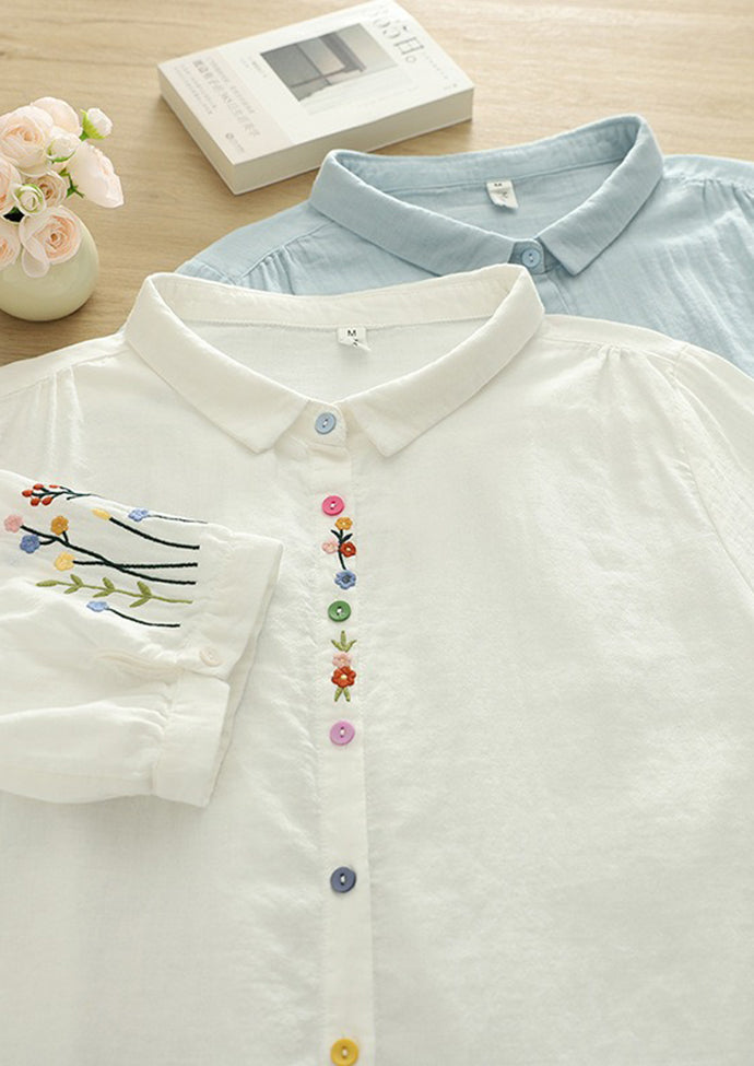 Colorful Button Detail Double Cotton Yarn Fabric Shirt