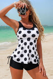 Black & White Polka Dot Tankini Set - Swimwear from Cindelily