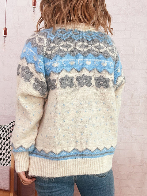 Retro Geometry Jacquard Knitted Cardigan