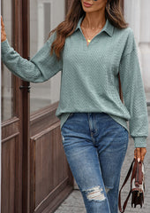 Textured V Neck Long Sleeve Tunic