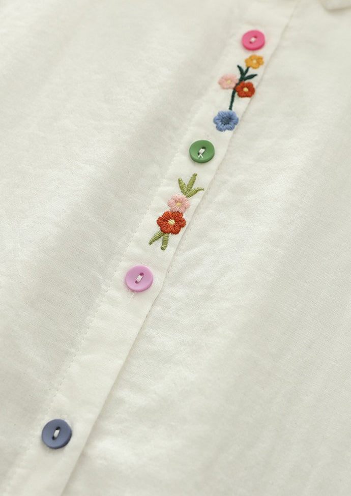 Colorful Button Detail Double Cotton Yarn Fabric Shirt