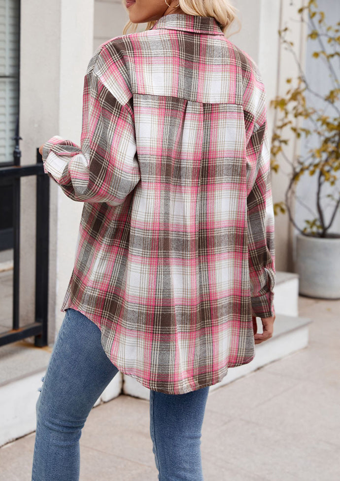 Vintage Plaid Button Up Shirt with Pocket