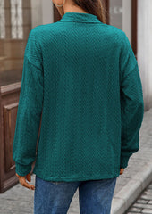 Textured V Neck Long Sleeve Tunic