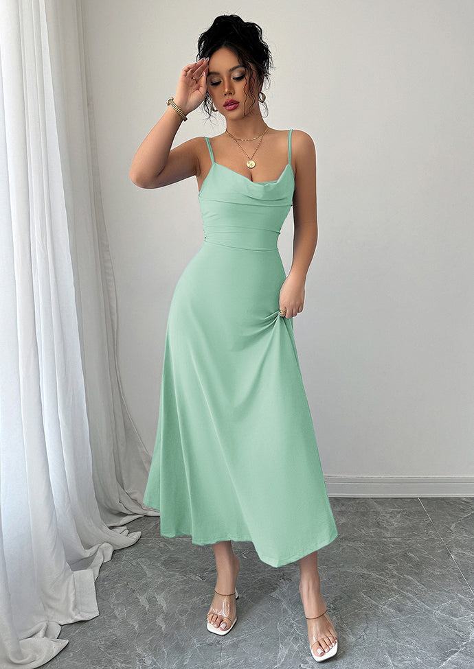 Cowl Neck Fit & Flare Maxi Dress