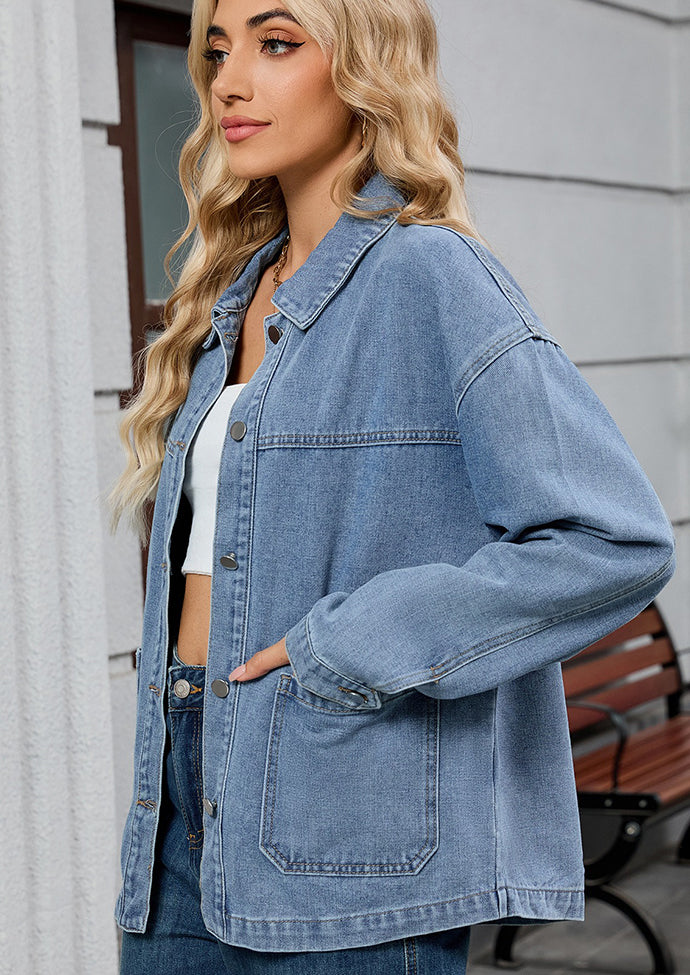Washed Denim Jacket with Pockets