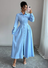 Button Down Pleated Maxi Shirt Dress