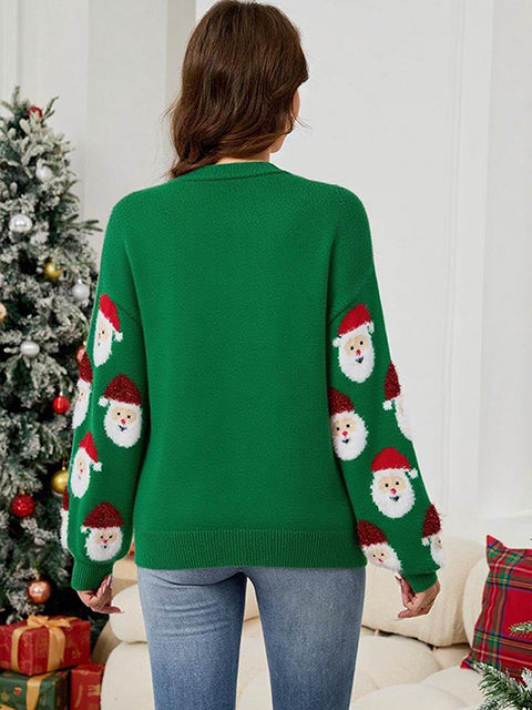 Christmas Santa Claus Jacquard Sweater Cardigan