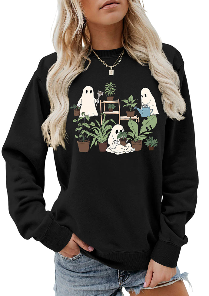 Spooky Print Crew Neck Graphic Sweatshirt