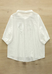 Embroidered Flower Double-layered Cotton Boho Shirt