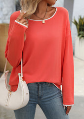 Color Block Crew Neck Knitted Casual Sweater