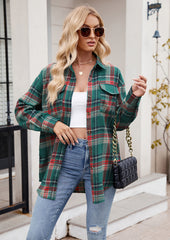 Button Up Pocket Detail Plaid Shirt