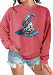 Spooky Hat Crew Neck Casual Sweatshirt