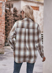 Button Up Pocket Detail Retro Plaid Shirt