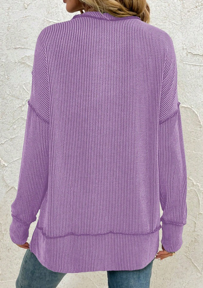 Stripe Side Split Long Sleeve Tunic