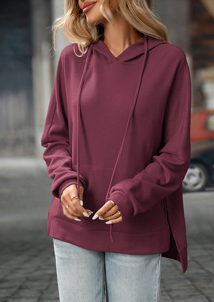 Waffle Hooded Sweatshirt with Front Pocket