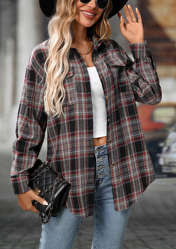 Retro Plaid Button Up Long Sleeve Casual Shirt