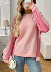 Waffle Color Block Crew Neck Casual T-shirt