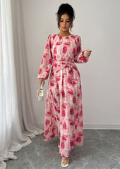 Floral Print Lace Up Maxi Dress