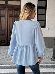 Bow Knotted Long Sleeve Stripe Blouse