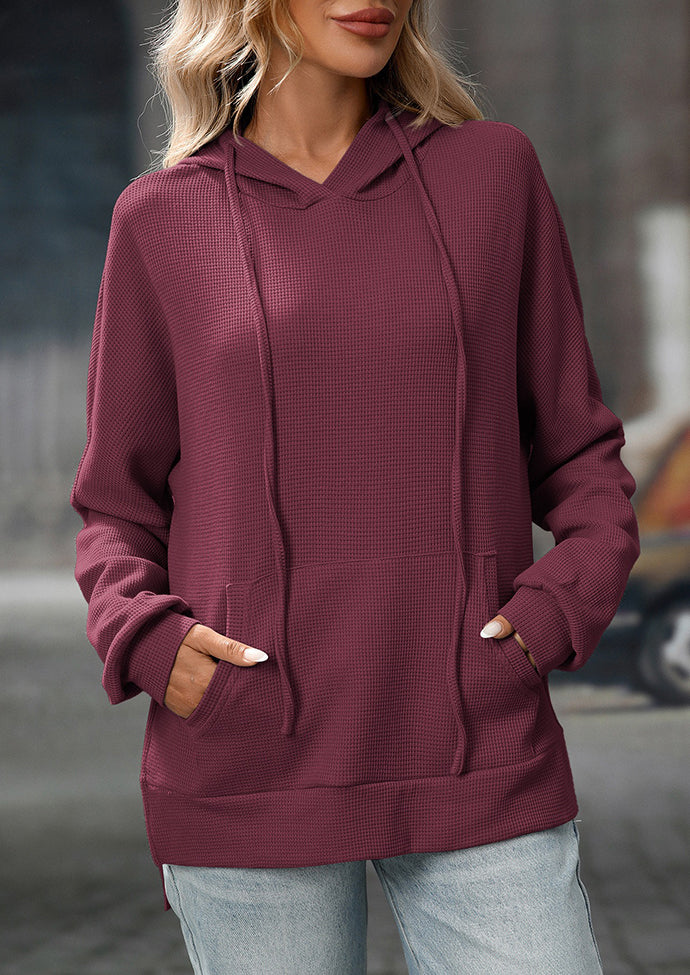 Waffle Hooded Sweatshirt with Front Pocket
