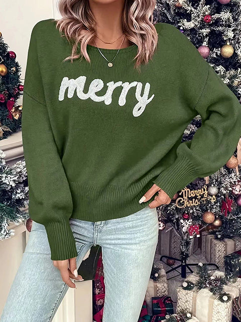 Merry Jacquard Crew Neck Knitted Sweater