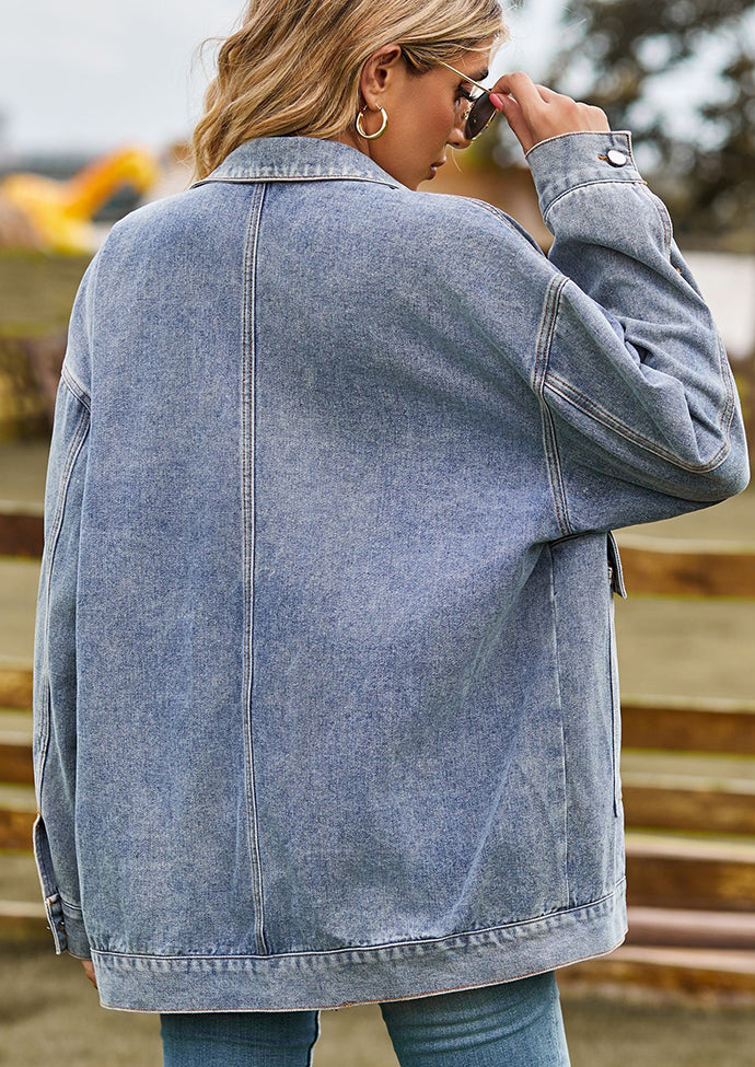 Retro Washed Button Up Denim Jacket