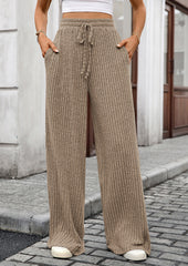 Textured Tie Detail Straight Casual Pants