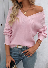 Cut-out V Neck Long Sleeve Sweater