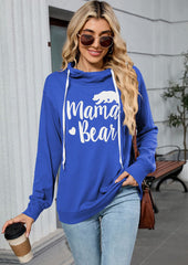 Graphic Tie Detail Hooded Casual Sweatshirt