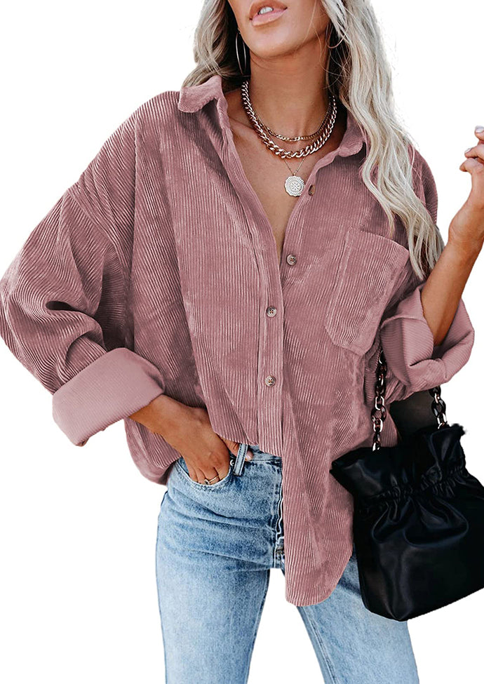 Corduroy Oversize Button Up Casual Shirt