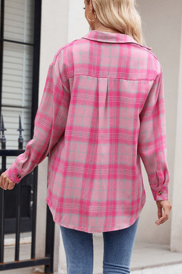 Plaid Button Down Flannel Top - Blouses & Shirts from Cindelily