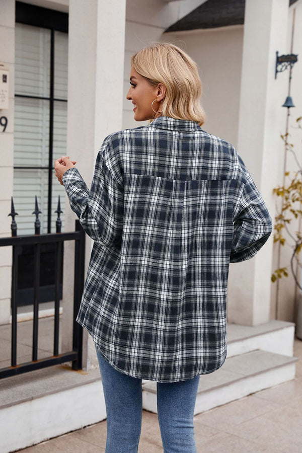Plaid Button Down Flannel Top - Blouses & Shirts from Cindelily