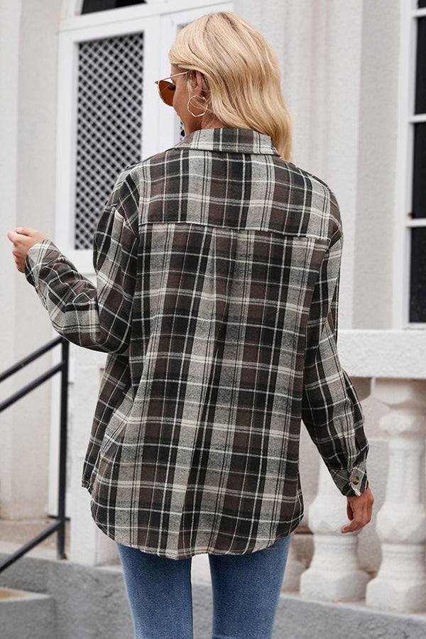 Plaid Button Down Flannel Top - Blouses & Shirts from Cindelily