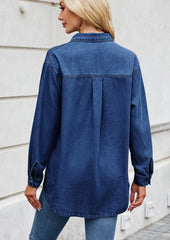 Washed Adjustable Sleeve Denim Shirt