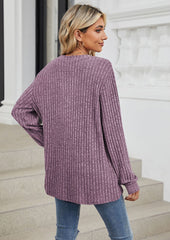 V Neck Textured Long Sleeve Tunic