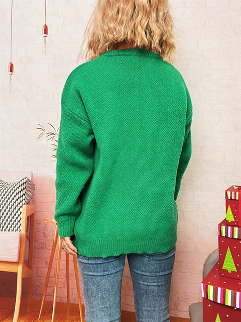 Christmas Bow Tie Decor Casual Sweater