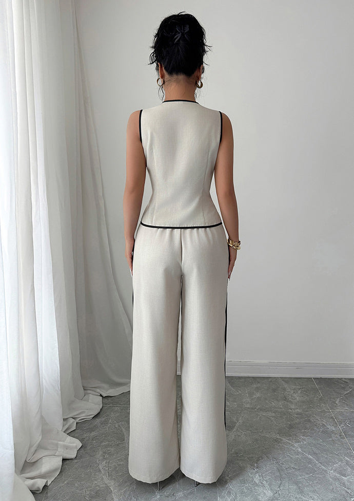 Button Up Color Block Top and Pant Set