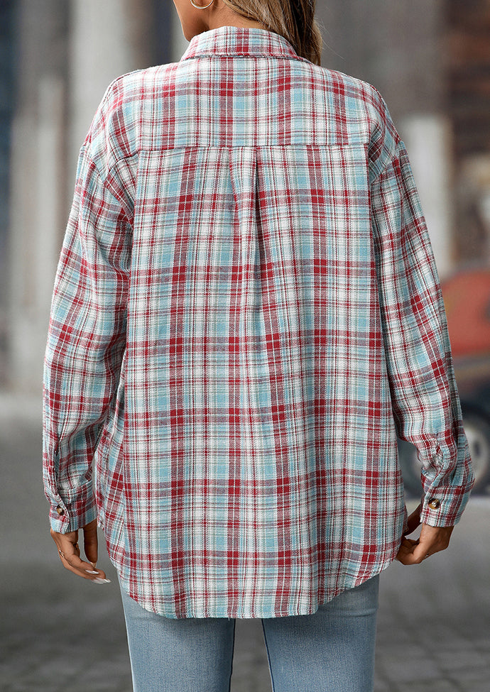Retro Plaid Button Up Long Sleeve Casual Shirt