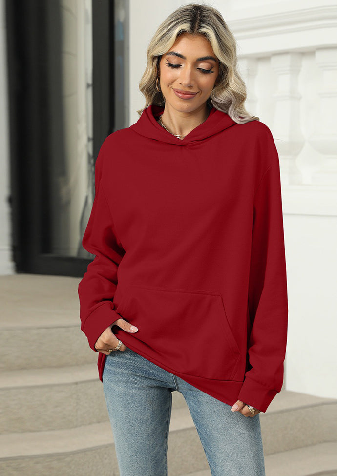 Solid Hooded Sweatshirt with Front Pocket