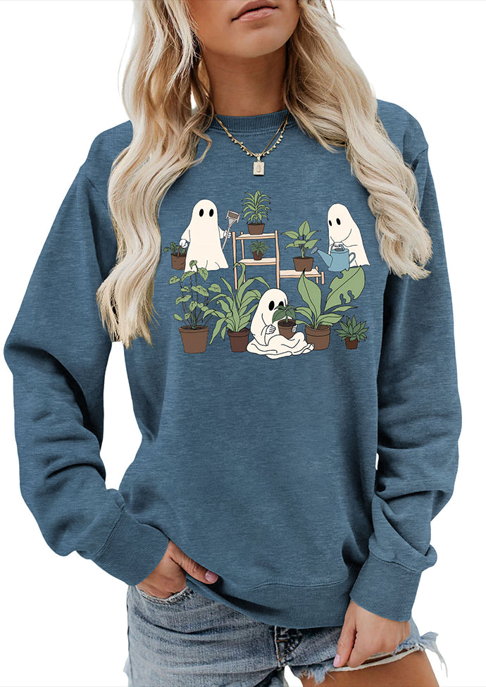 Spooky Print Crew Neck Graphic Sweatshirt